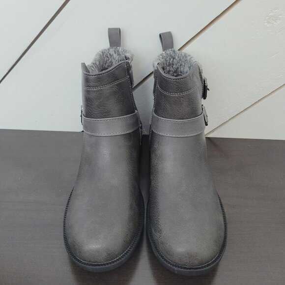 NEW Easy Street Grey Womens 6.5W  Ankle Moto Boots Slip Resistant 5CT - Picture 3 of 10
